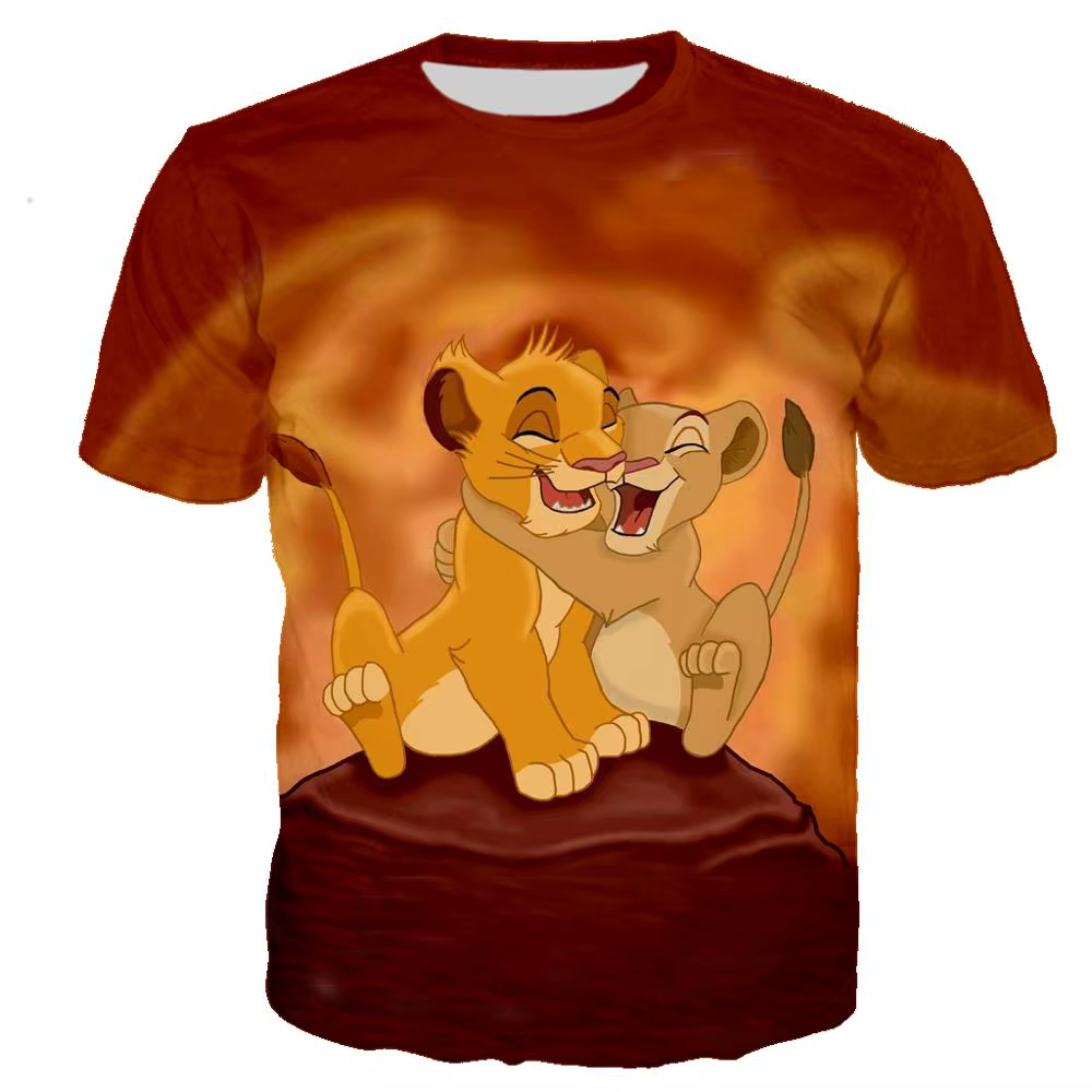 T-shirt imprimé en 3D du Roi Lion pour hommes et femmes