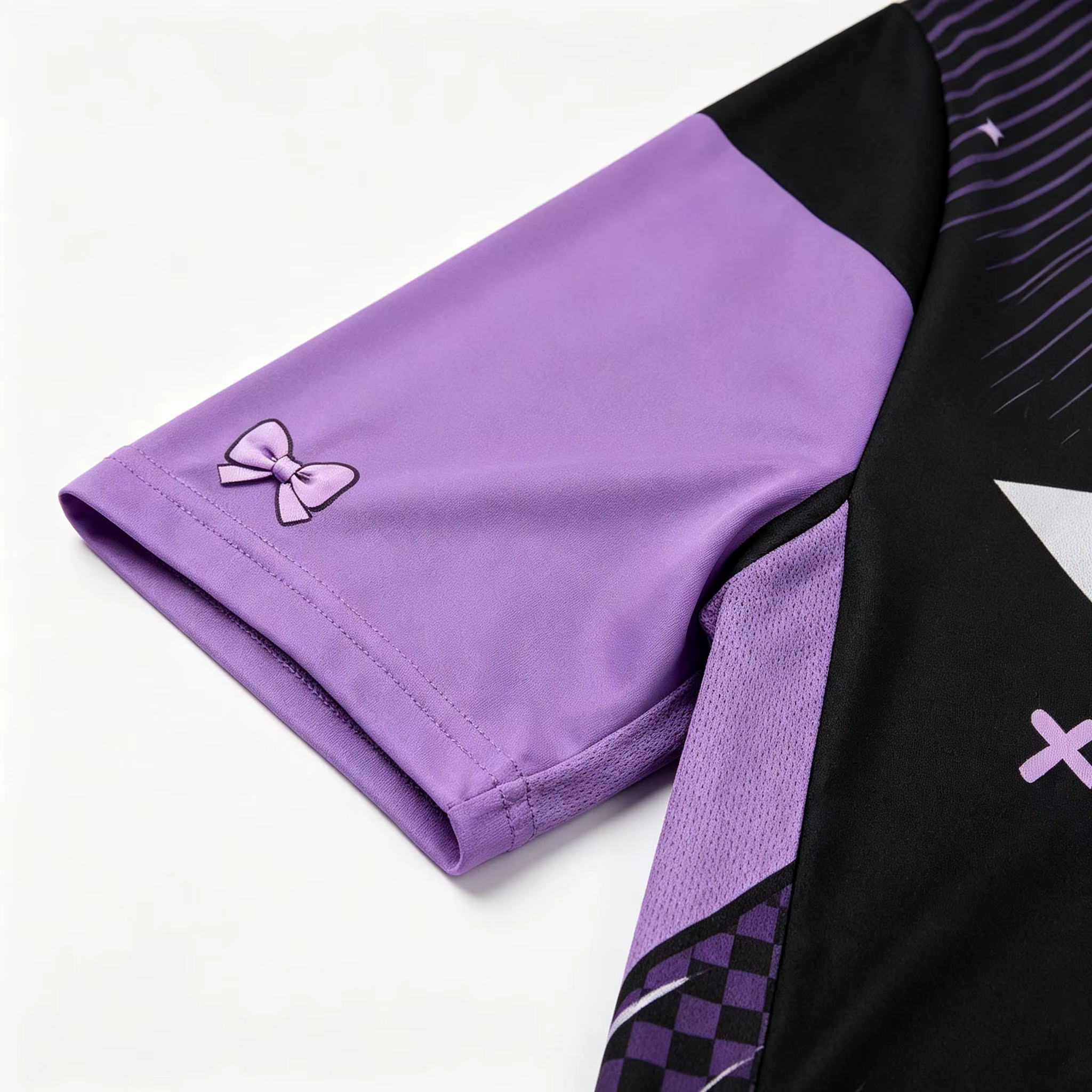 Maillot de football surdimensionné Kuromi pour femme, chemise à manches courtes bicolore noir-violet, haut de sport décontracté et respirant