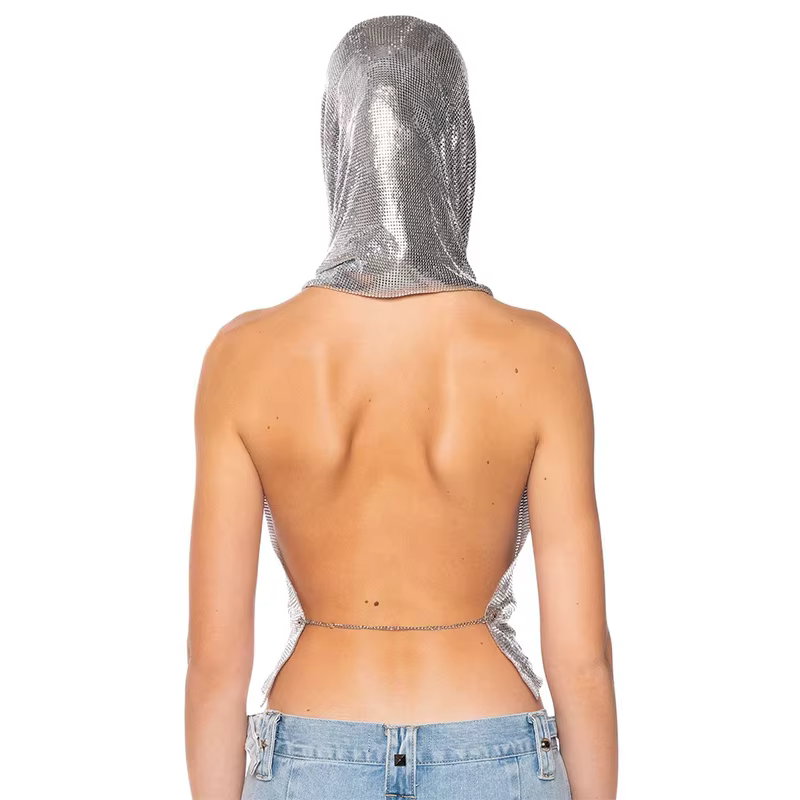 Haut court dos nu à col bénitier pour femme