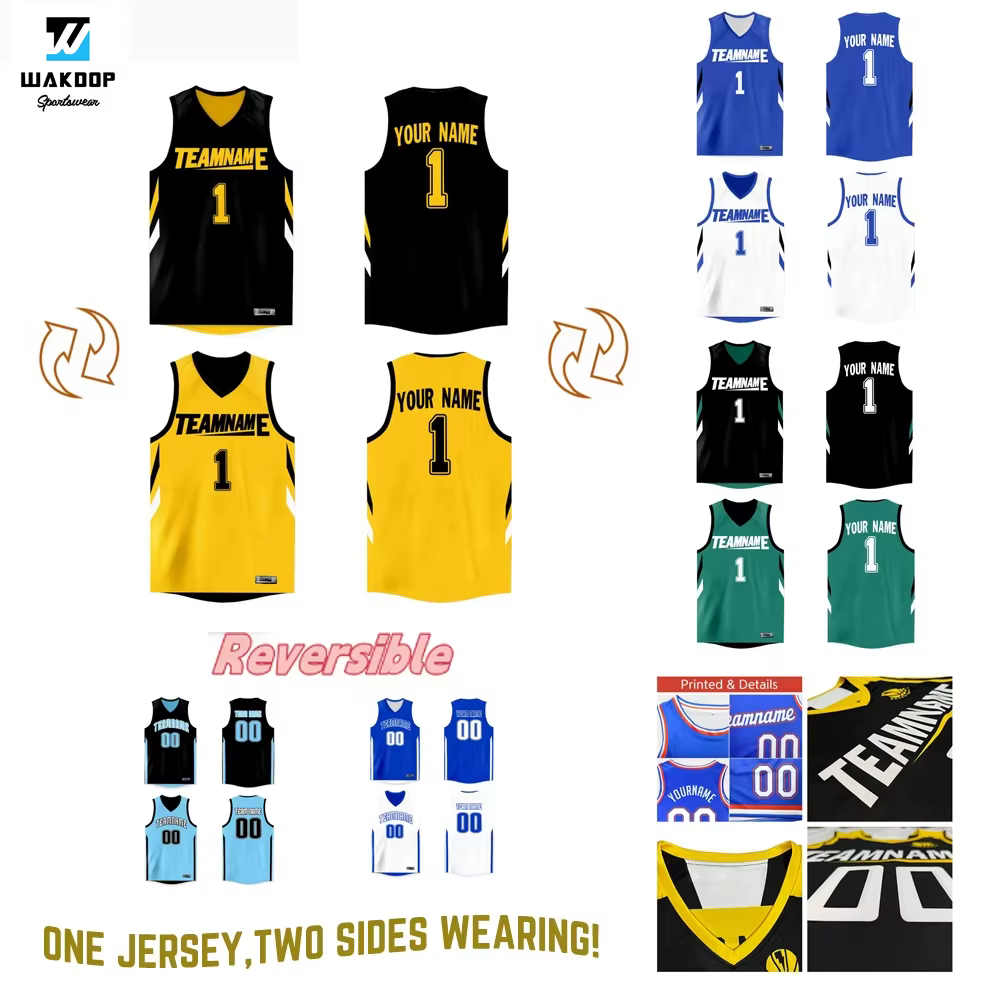 Maillot de Basket-Ball Réversible Personnalisé avec Nom et Numéro Imprimés