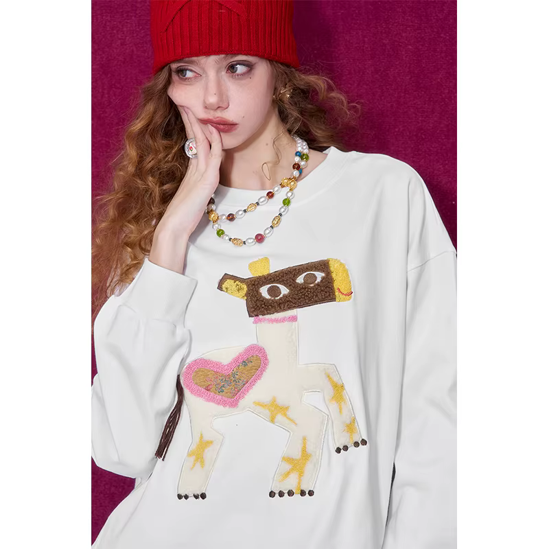 ELFSACK T-shirt à manches longues pour femme avec adorable motif de cheval