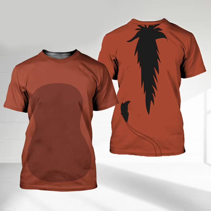 T-shirt imprimé en 3D du Roi Lion pour hommes et femmes