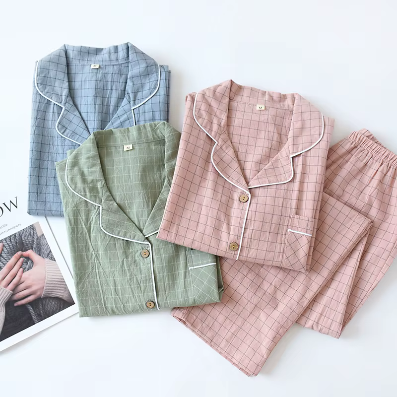 Pyjama pantalon à manches longues en coton pour femmes
