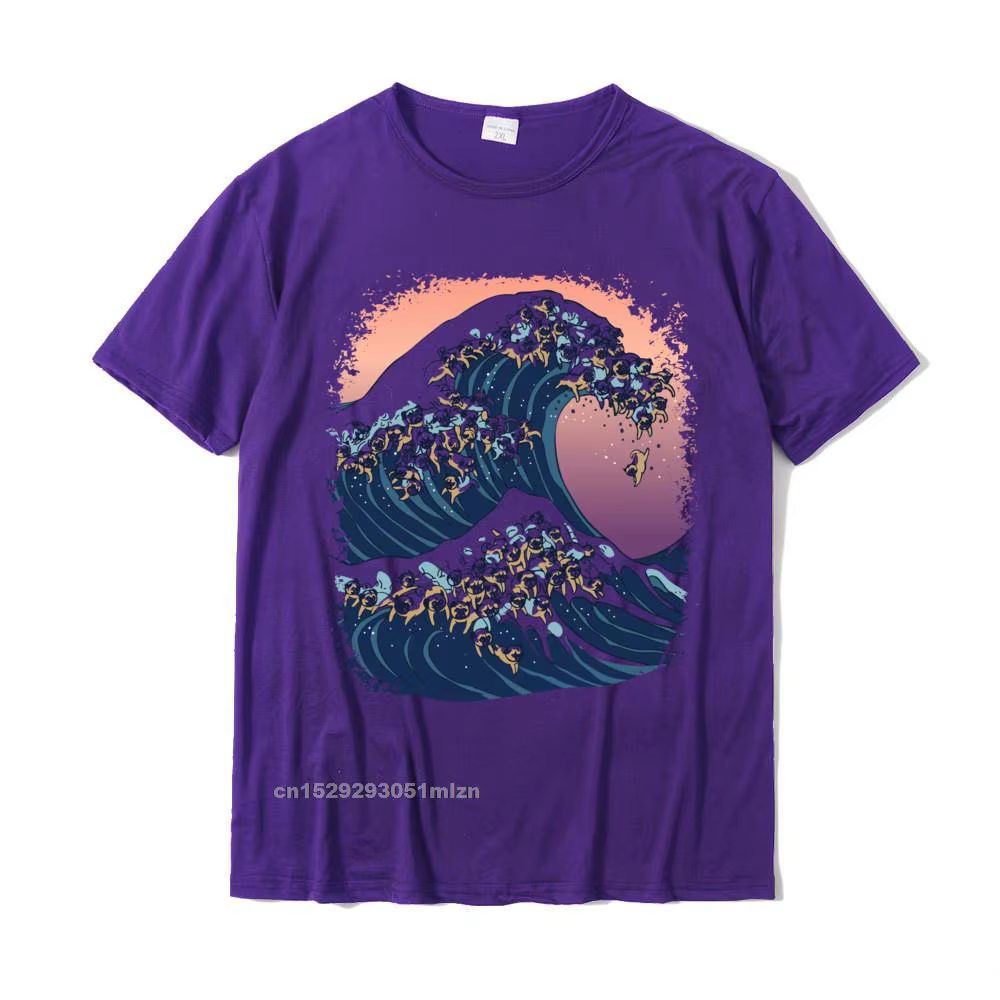 Sweat-shirt en coton The Great Wave of Pugs pour hommes