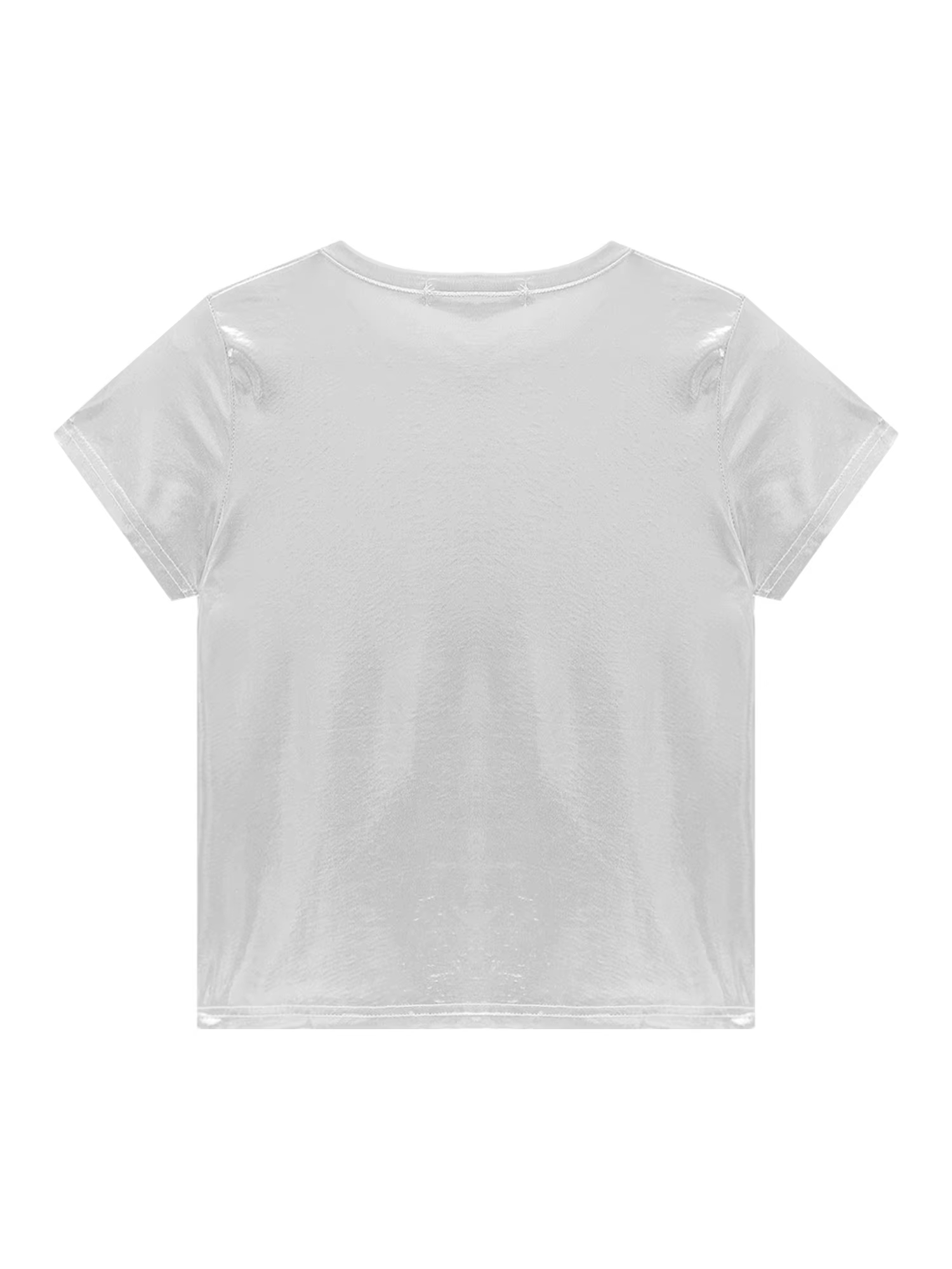 T-shirt métallique brillant à manches courtes pour femmes