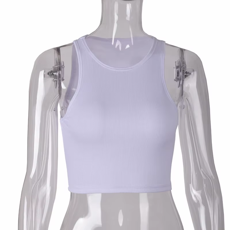 T-shirt blanc à col rond pour femmes