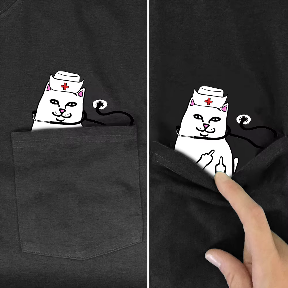 PLstar Cosmos t-shirt été poche chat imprimé