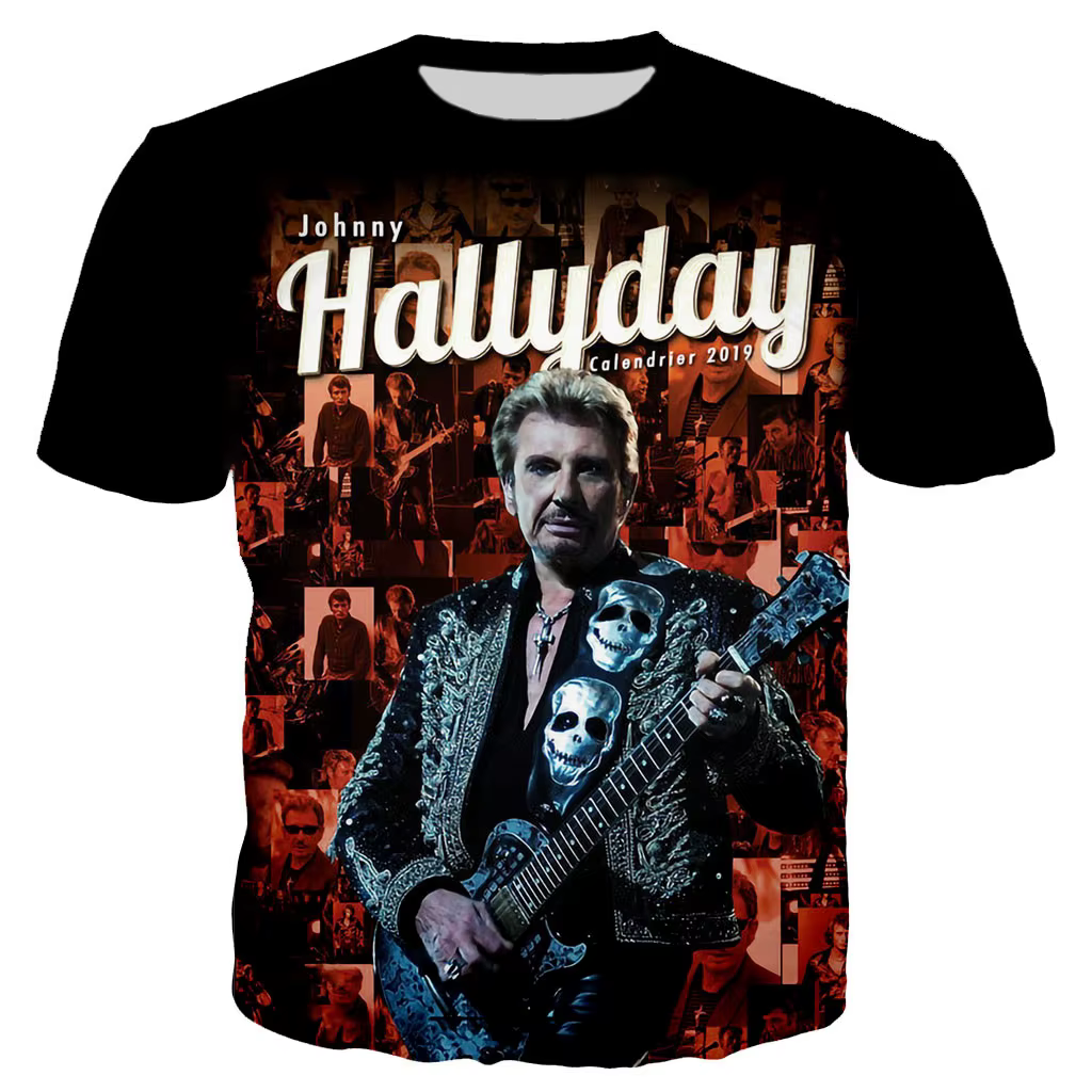 T-shirt de chanteur de Rock Johnny Hallyday T-shirts imprimés en 3D pour hommes et femmes