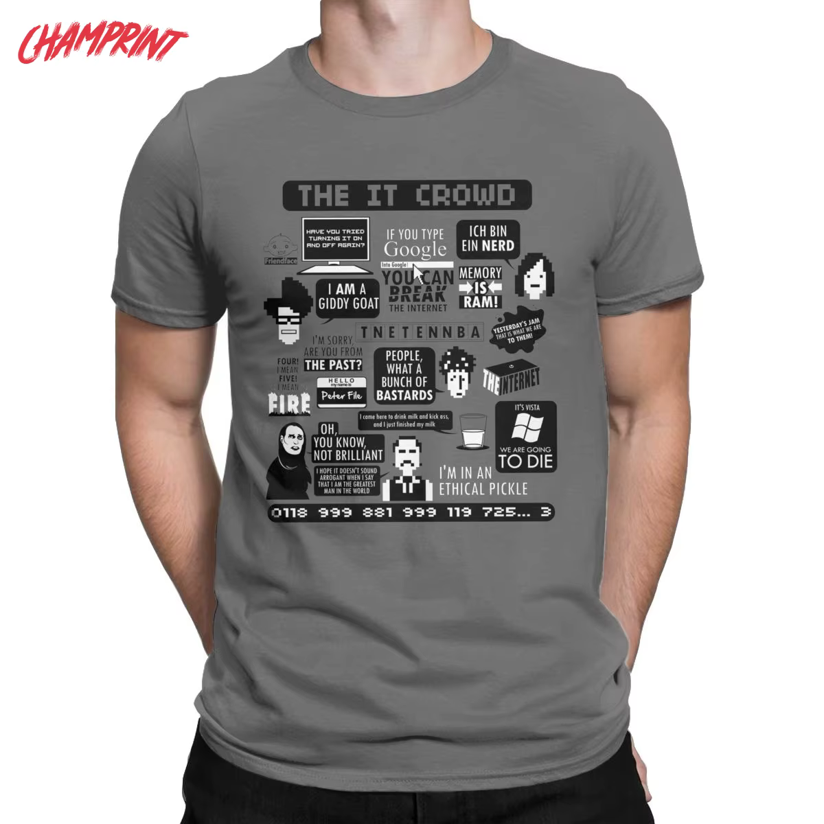 T-Shirt à Manches Courtes en Pur Coton pour Homme