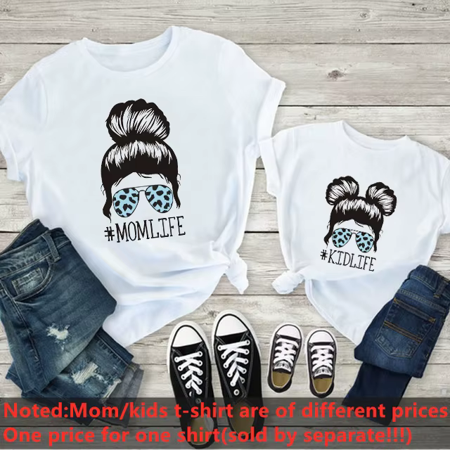 T-shirt d'été à manches courtes pour mère et fille