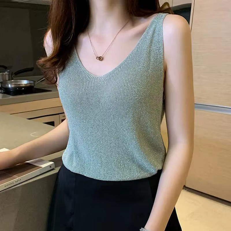 Débardeur en soie brillante pour femme