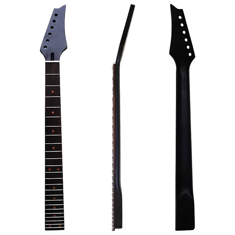 Manche de guitare électrique en érable canadien 6 cordes, tête noire, 24 frettes, points de position rouges pour guitare électrique