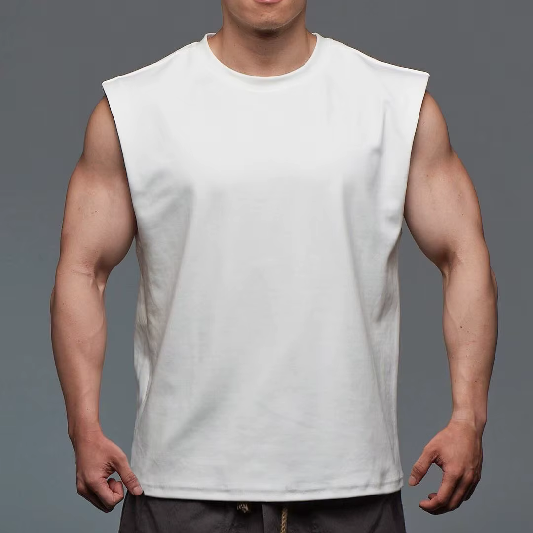 Débardeur à épaules larges pour hommes, haut court décontracté et ample, vêtements d'entraînement, chemise sans manches