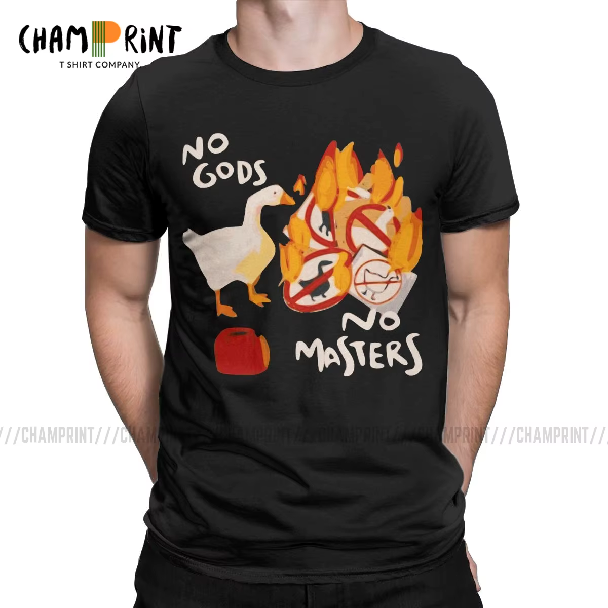Untitled Goose Game No God No Prix Meme T-shirt drôle pour hommes