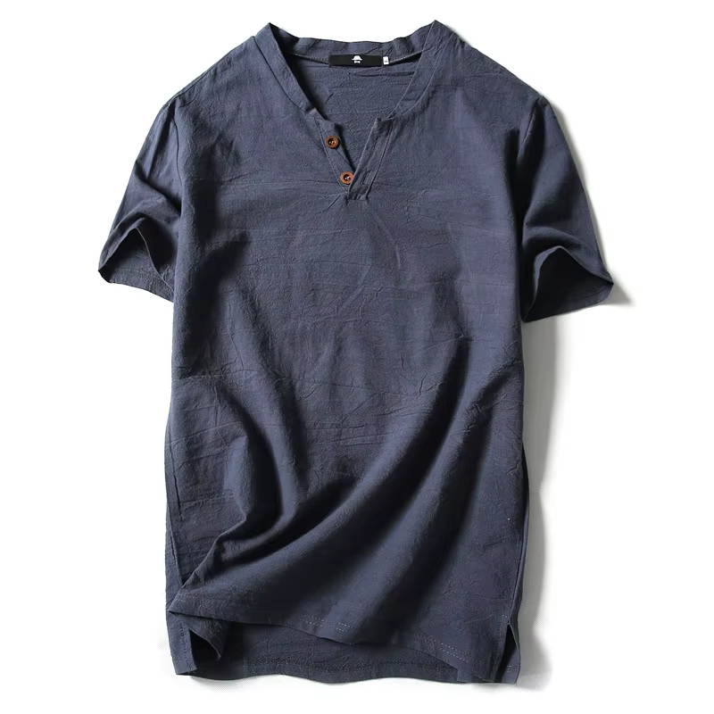 2025 nouvelle marque d'été T-Shirt hommes à manches courtes en vrac respirant coton lin