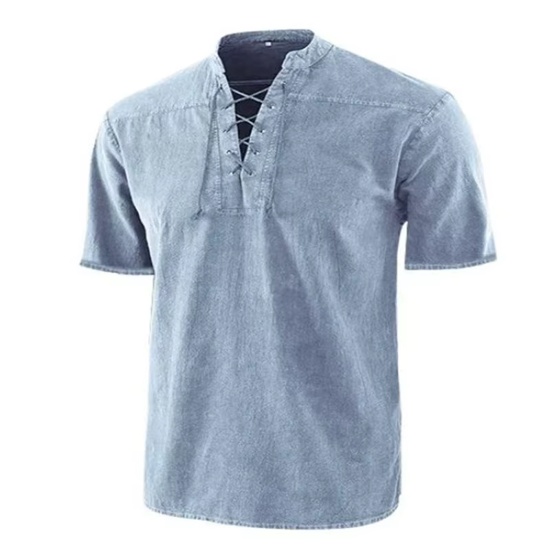 T-Shirt à Manches Courtes et Col Montant pour Homme