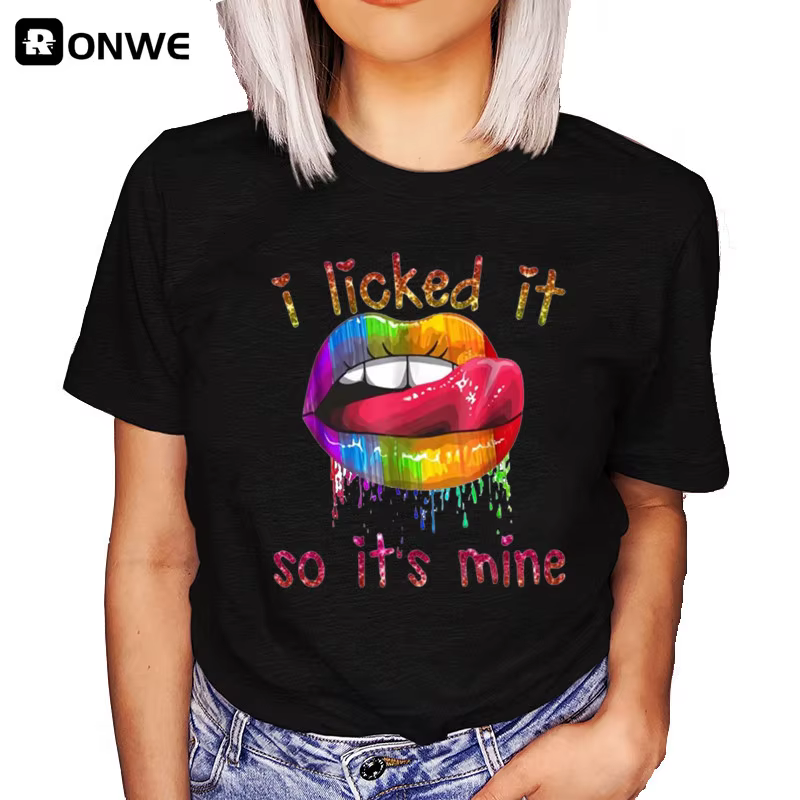 T-shirt noir graphique drôle pour femme