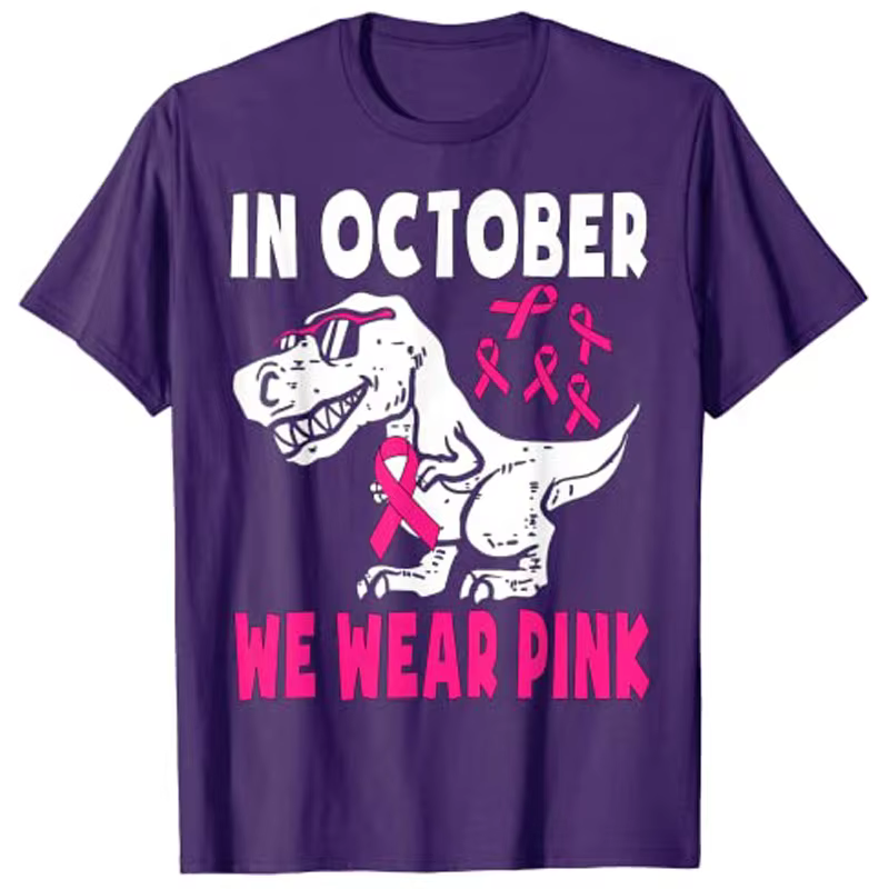 En octobre, nous portons un T-Shirt dinosaure rose pour enfants en bas âge