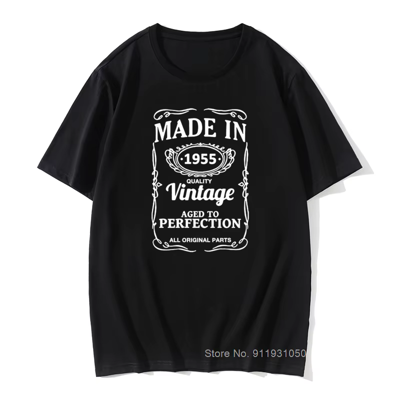 T-shirt imprimé homme 66 67 68 69 70 ans cadeau 1951 1952 1953 1954 1955 motif 100% coton anniversaire