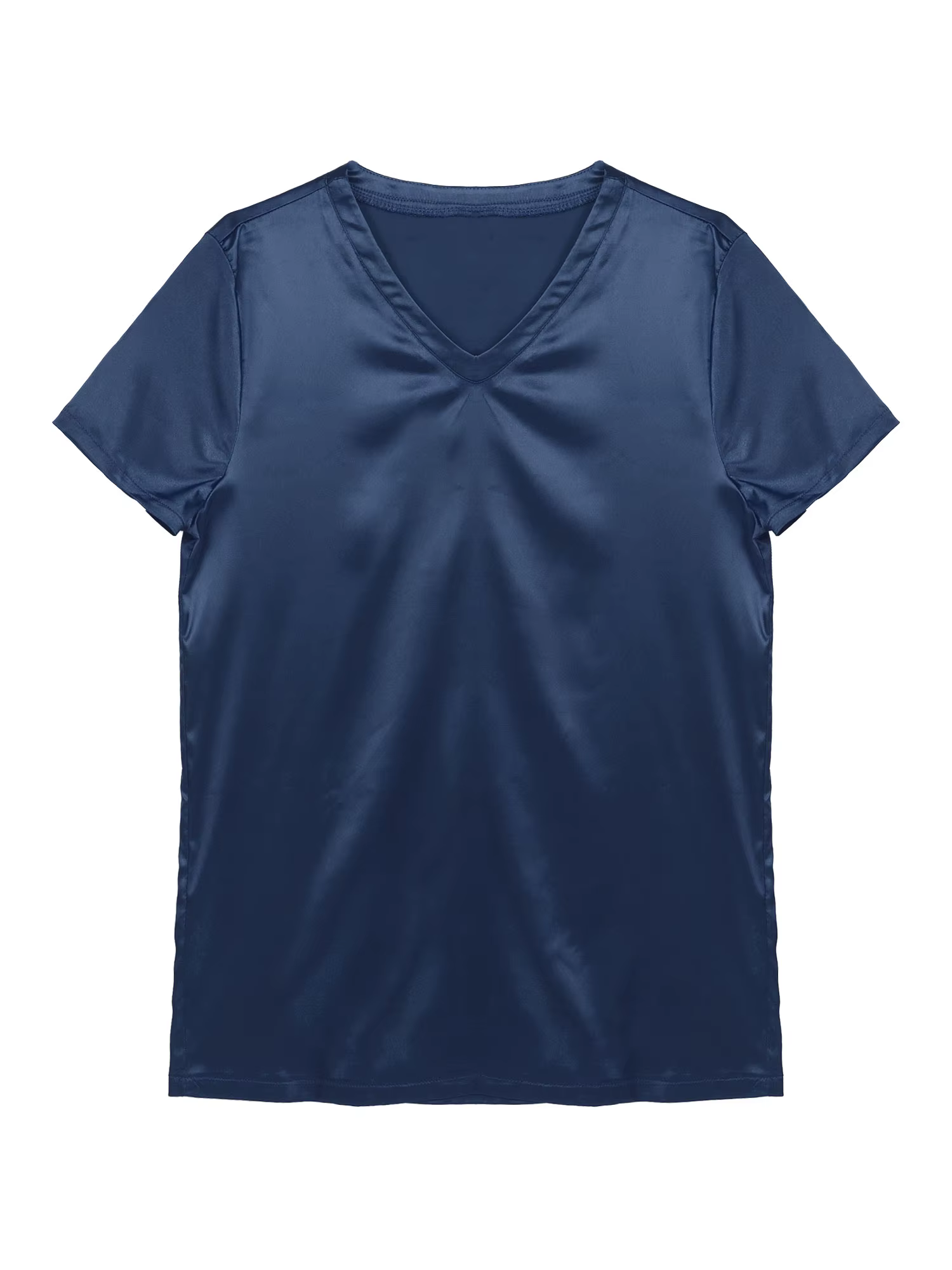 Iiniim-T-Shirt en Satin à Manches Courtes et Col en V pour Homme