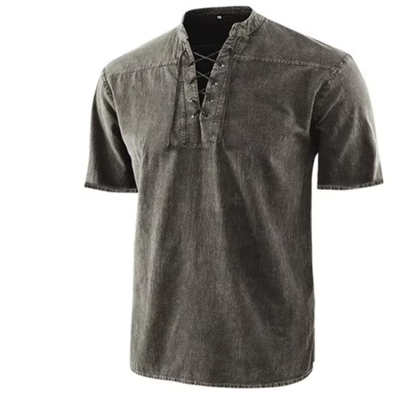T-Shirt à Manches Courtes et Col Montant pour Homme