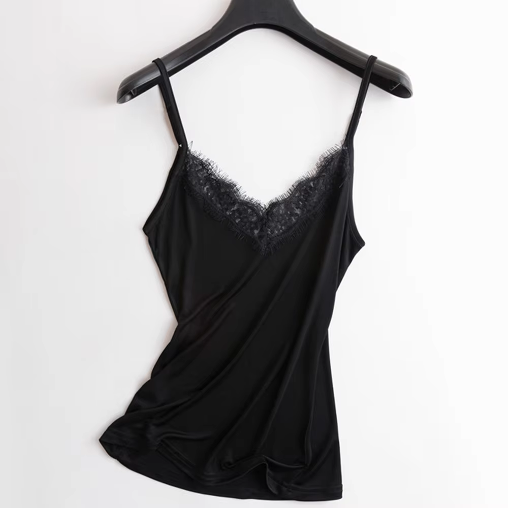 Soie debardeur femme dentelle femmes sous vetement satin