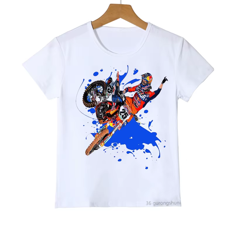 Nouveaux garçons T-Shirts drôle Super Motocross graphique impression adolescent t-shirt été enfants T Shirs