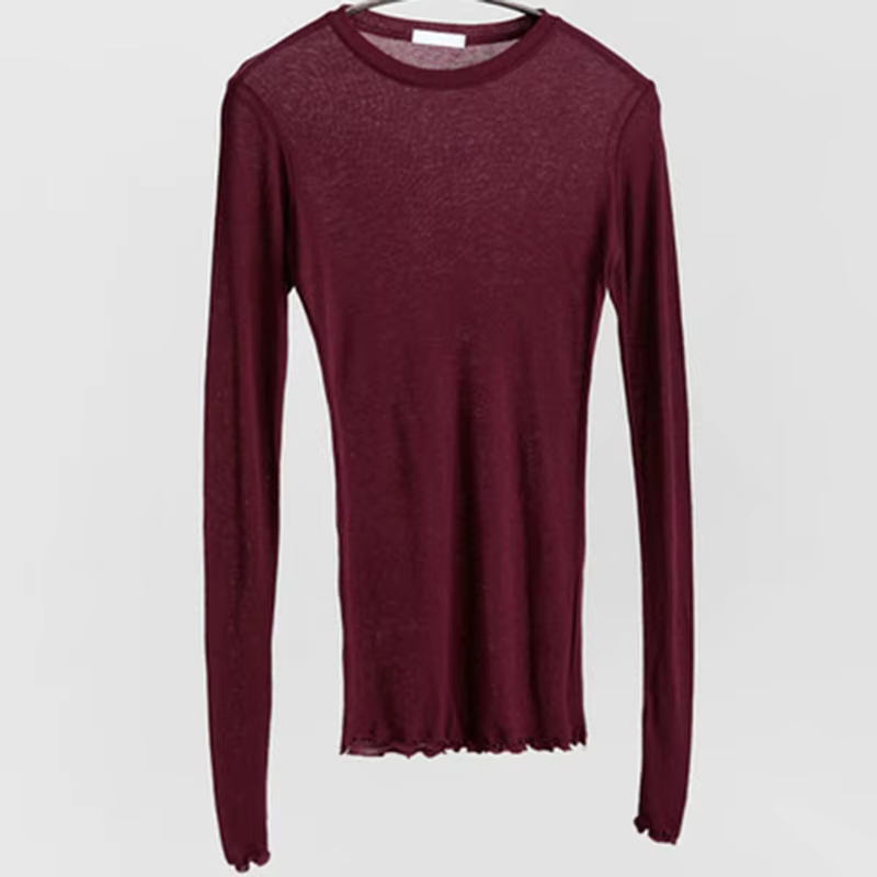 T-shirt uni à manches longues pour femmes