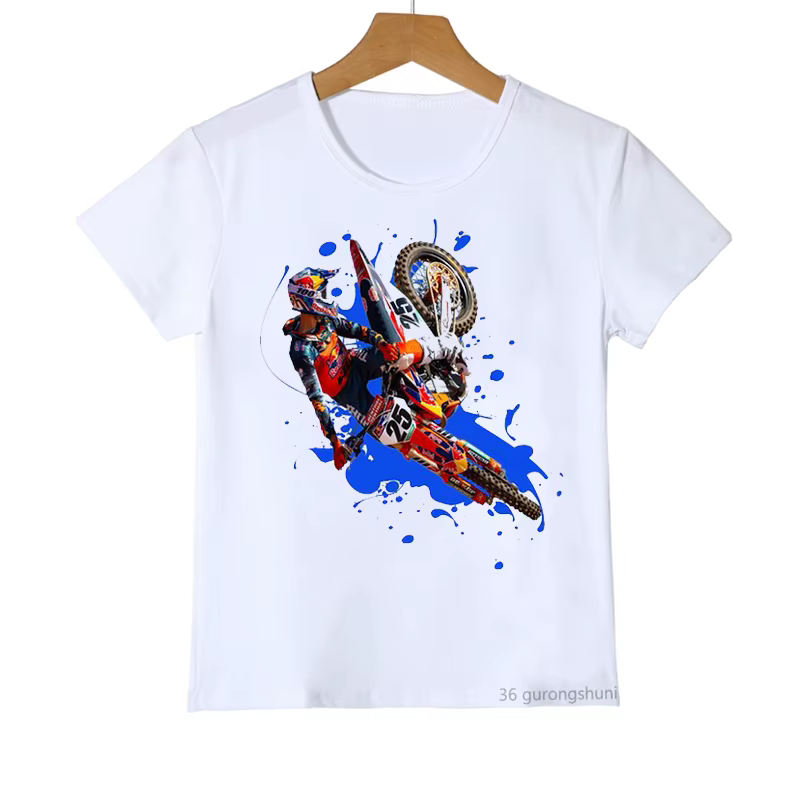 Nouveaux garçons T-Shirts drôle Super Motocross graphique impression adolescent t-shirt été enfants T Shirs