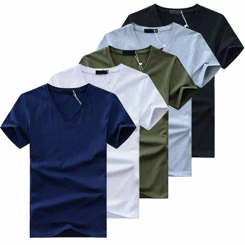 T-Shirt à Manches Courtes et Col en V pour Homme