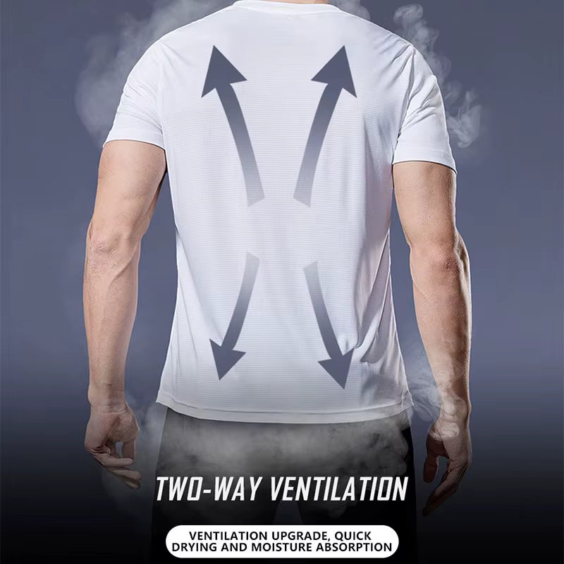 T-shirt à Manches Courtes et Col Rond en Polyeste Violet pour Homme