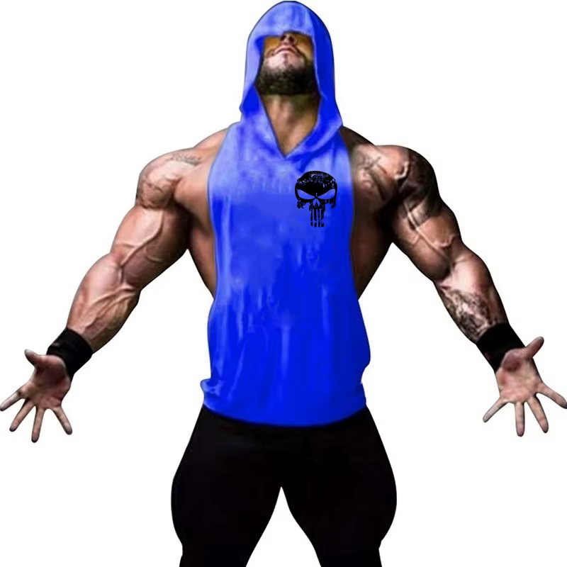 Hommes musculation coton crânes débardeur gymnases Fitness gilet à capuche chemise sans manches été décontracté mode entraînement marque vêtements
