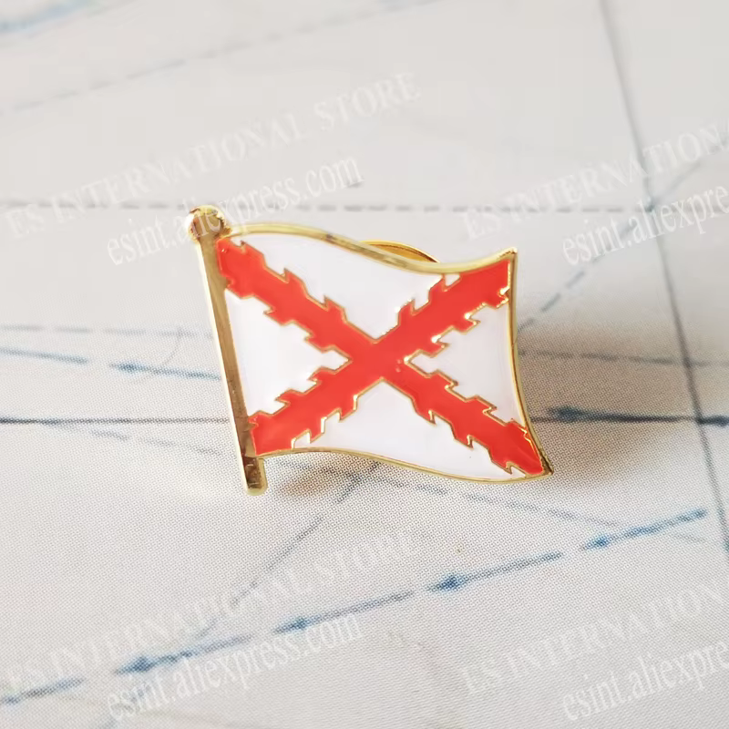 Épinglette en métal drapeau national, Comunités autonomes de l'Espagne, Nationalités, Régions, Croix de Bourgogne, Deuxième République