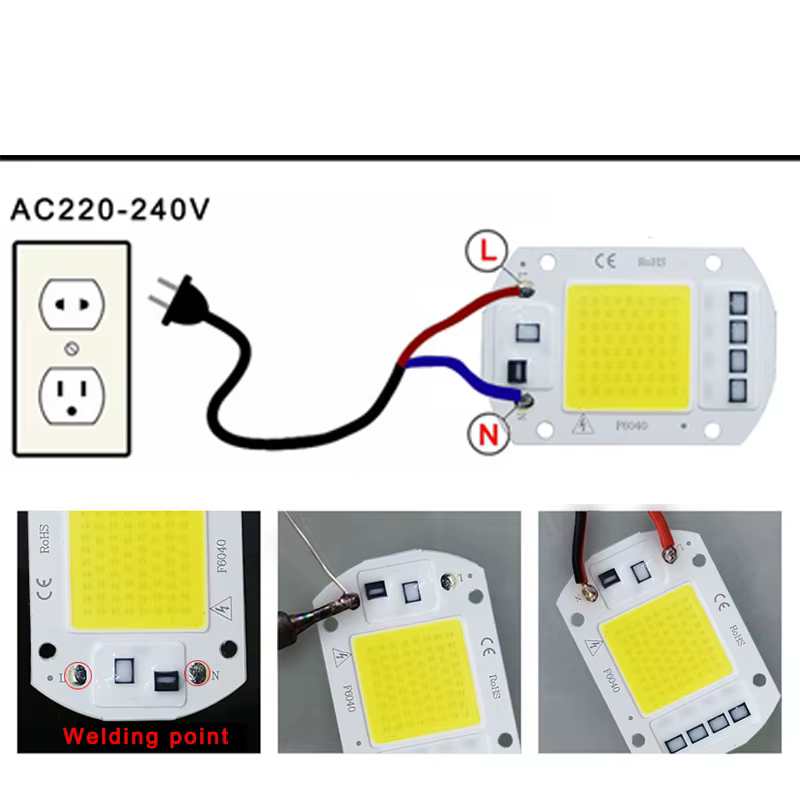 Puce LED COB lampe 10W 20W 30W 50W AC 220V 240V IP65 IC intelligent pas besoin de pilote bricolage projecteur ampoule LED projecteur lampe extérieure perle