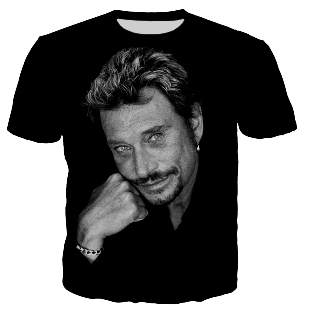 T-shirt de chanteur de Rock Johnny Hallyday T-shirts imprimés en 3D pour hommes et femmes