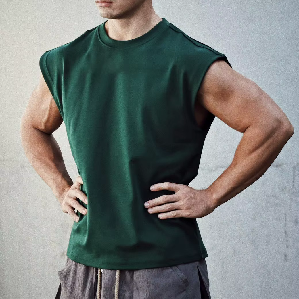 Nouveaux hommes col rond débardeur couleur Pure coton été gilet gymnase musculation musculaire Streetwear chemise sans manches entraînement Fitness Sport