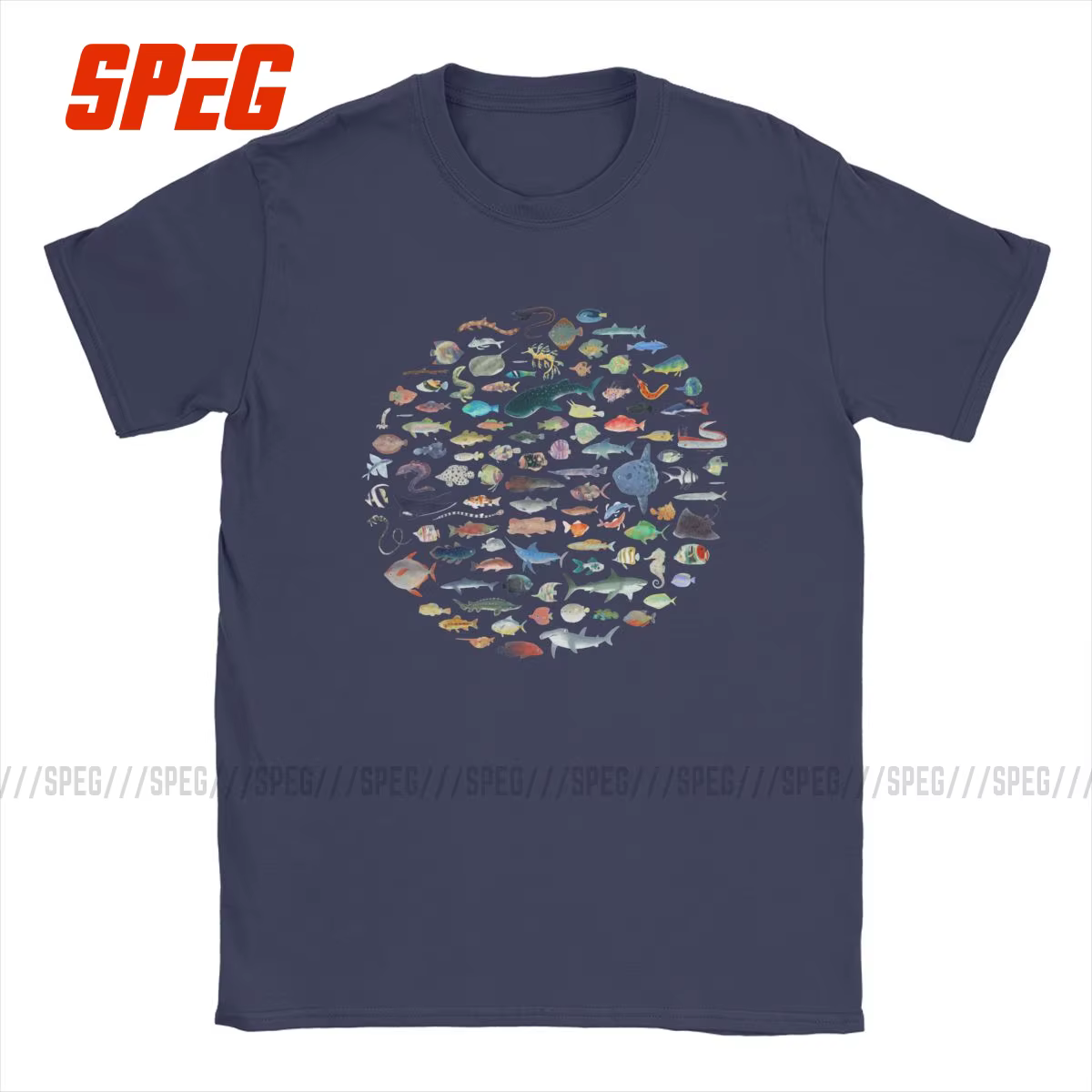 T-shirts pour hommes cent poissons océan vie Vintage 100% coton t-shirt à manches courtes plongée sous-marine
