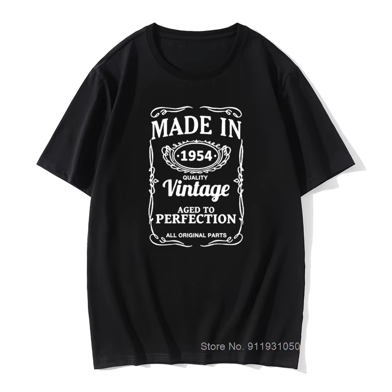 T-shirt imprimé homme 66 67 68 69 70 ans cadeau 1951 1952 1953 1954 1955 motif 100% coton anniversaire