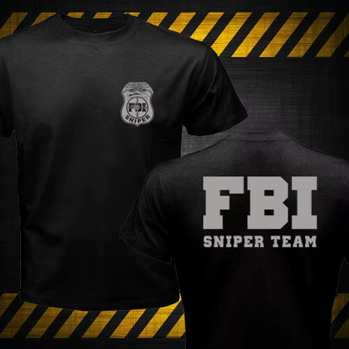Mode nouveau Fbi Sniper équipe T-Shirt Double face hommes coton col rond