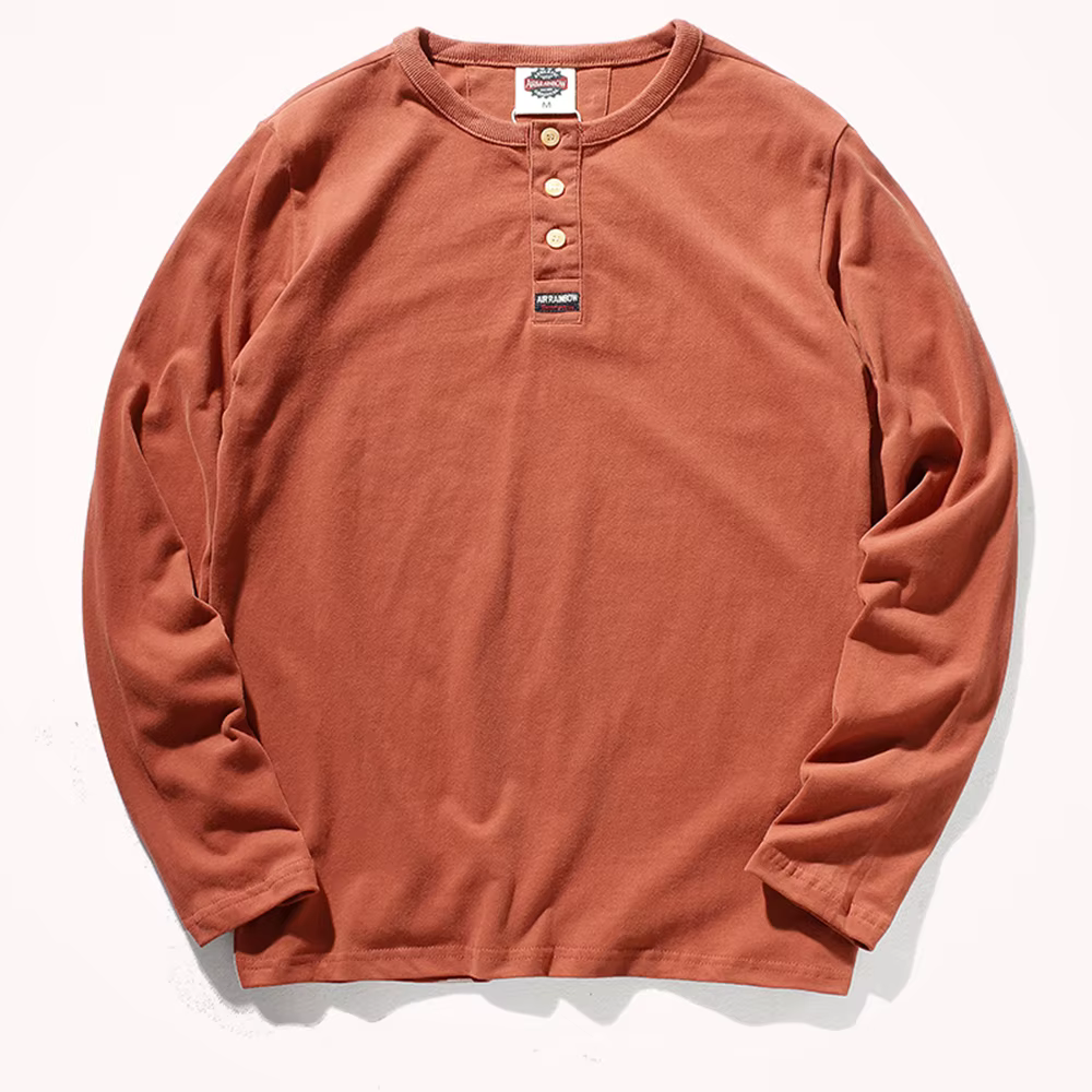 T-shirt à manches longues col Henry pour homme