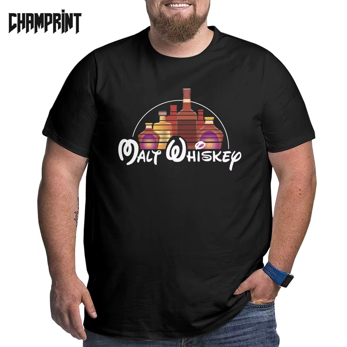 T-shirt à Manches Courtes et Col Ras du Cou pour Homme