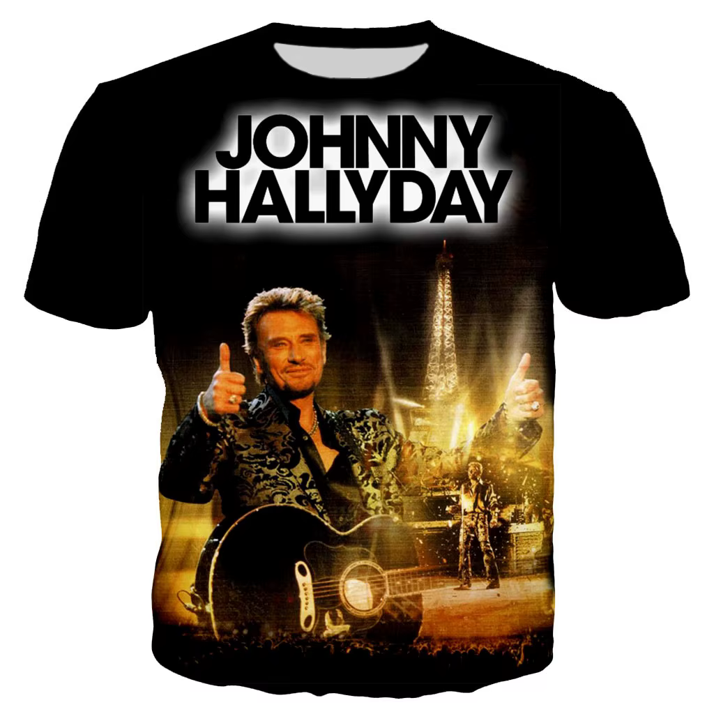 T-shirt de chanteur de Rock Johnny Hallyday T-shirts imprimés en 3D pour hommes et femmes