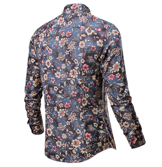 Hommes chemises florales Vintage imprimé Camisa Social à manches longues chemise 2025 mode