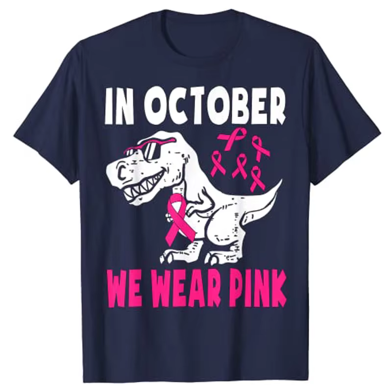 En octobre, nous portons un T-Shirt dinosaure rose pour enfants en bas âge