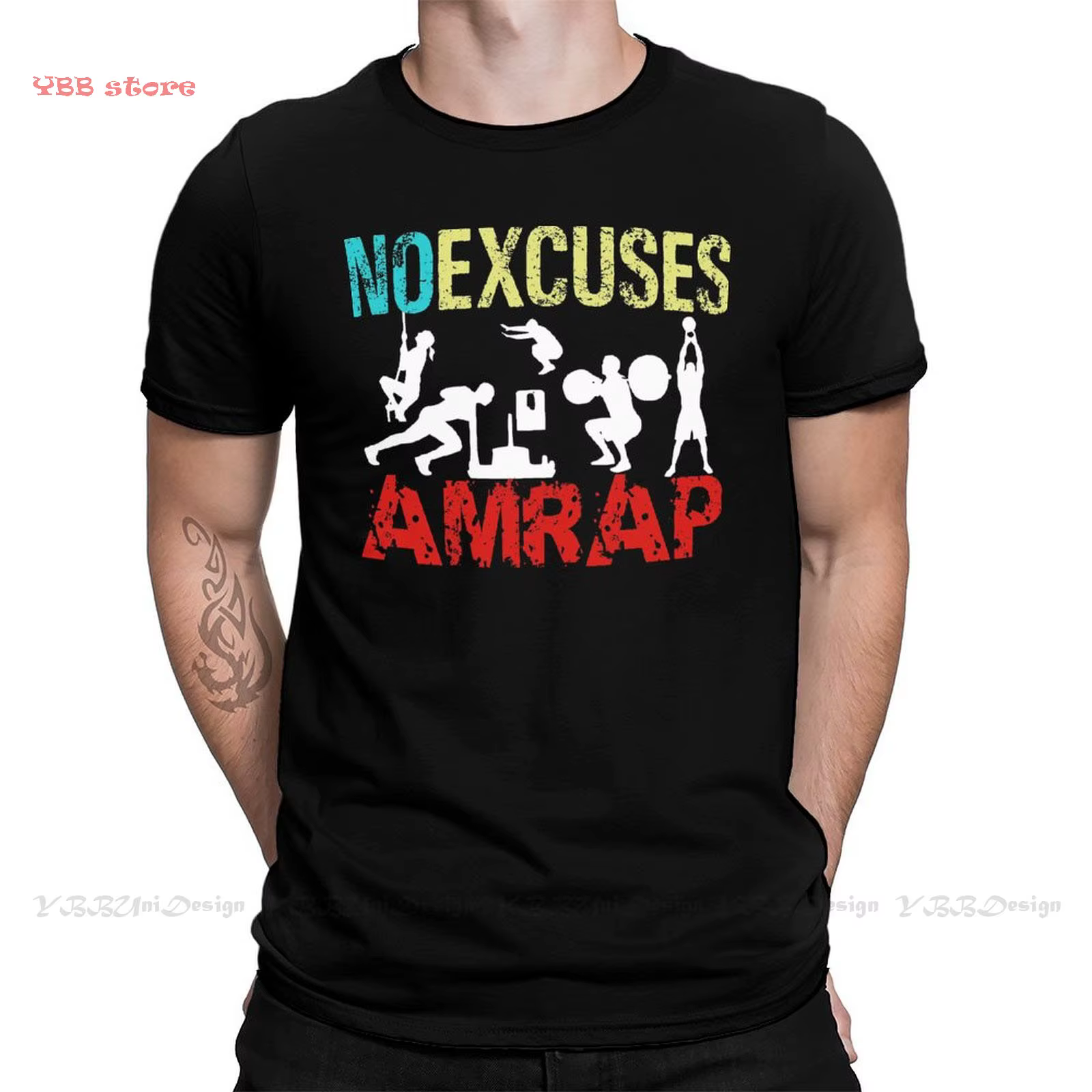 Hommes musculation pompage GYM entraînement musculaire Crossfit T-Shirt noir sans excuses Fitness essentiel pur coton t-shirts Harajuku