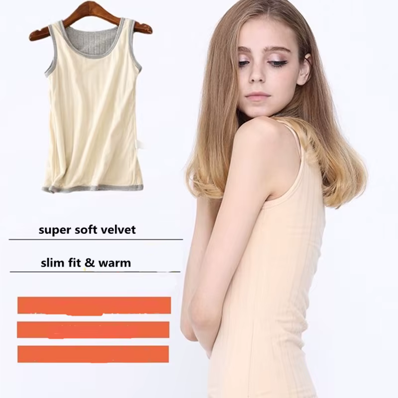 Chemise à fond en cachemire pour femme, velours, précieux, chaud, optique, serré, forme du corps, thermique, haut de commande, dame, slim, singlet glaçure, hiver