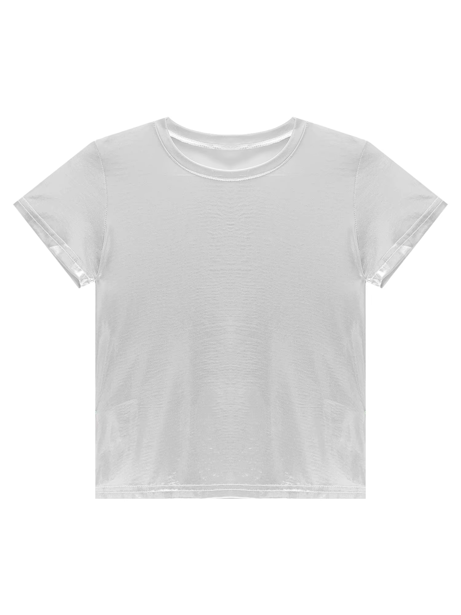 T-shirt métallique brillant à manches courtes pour femmes