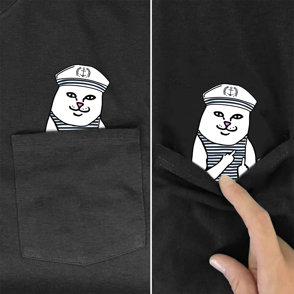 PLstar Cosmos t-shirt été poche chat imprimé