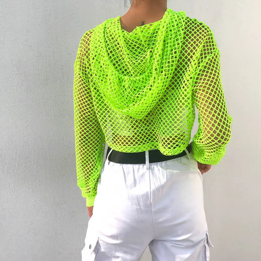 Femmes chaudes t-shirt gilet décontracté soutien-gorge couverture filet de poisson évider cordon Micro longueur à capuche culture réservoirs haut surdimensionné femmes t-shirt