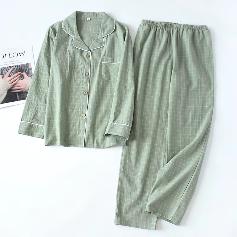 Pyjama pantalon à manches longues en coton pour femmes